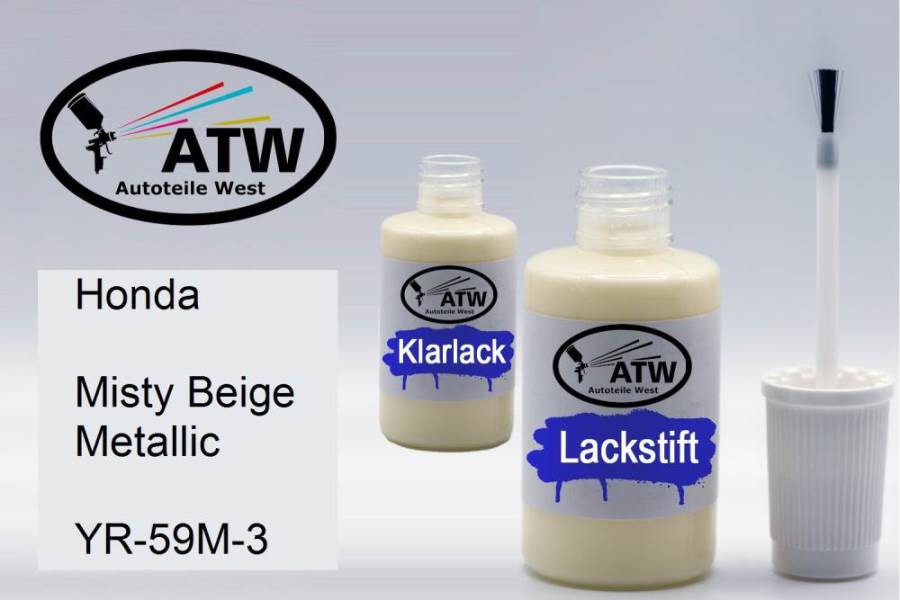 Honda, Misty Beige Metallic, YR-59M-3: 20ml Lackstift + 20ml Klarlack - Set, von ATW Autoteile West.